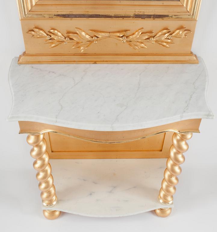 SPEGEL med KONSOLBORD, nyrokoko, 1800-talets andra hälft.