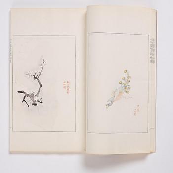 Bok med träsnitt, fyra volymer. "Shi zhu zhai jian pu" av Hu Zhengyan.