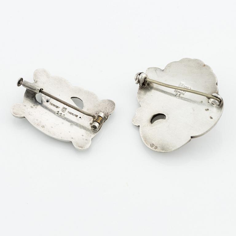 Georg Jensen, two brooches, model 71 and 111, sterling silver, Denmark 1933-1944.