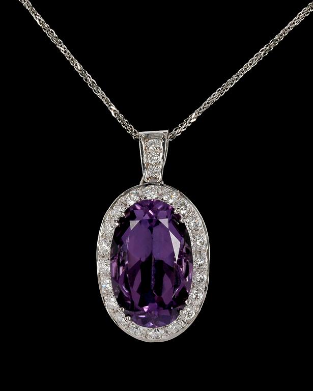 PENDANT, amethyst and brilliant cut diamonds, tot. app. 1.20 cts.