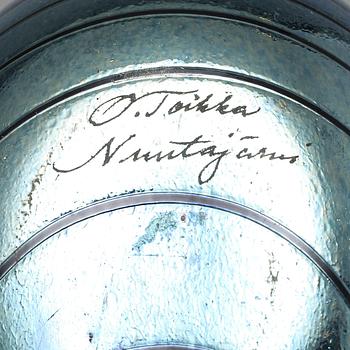 OIVA TOIKKA, glasfågel, Blue Pheasant signerad O. Toikka Nuutajärvi.