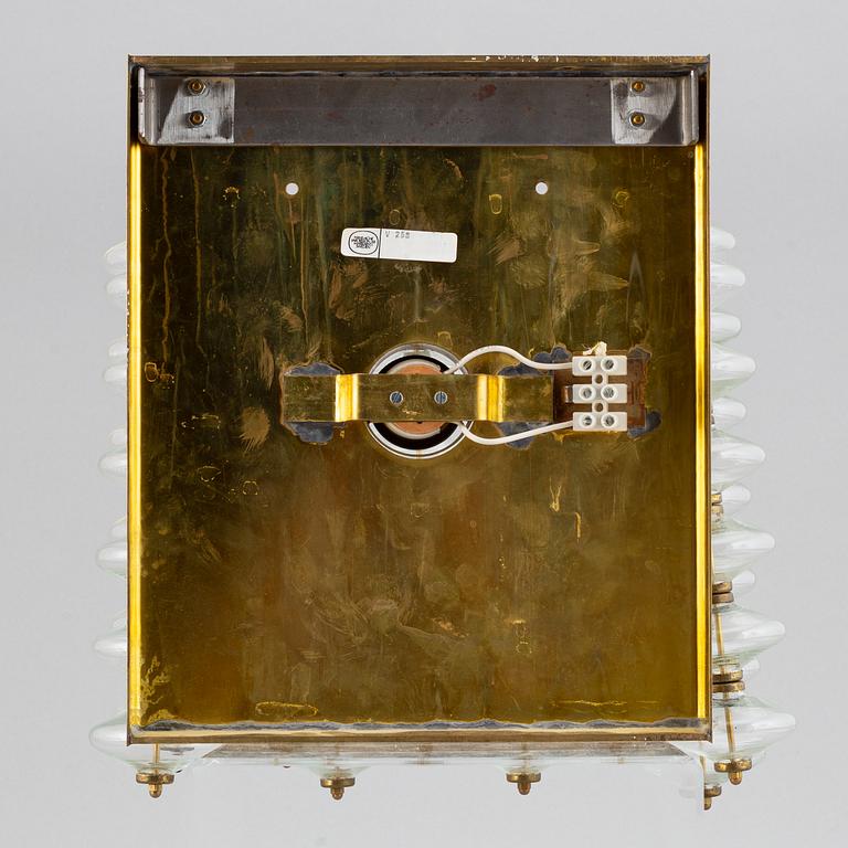 Hans-Agne Jakobsson, an 'Estrella V-258' brass and glass ceiling light, Markaryd, probably 1960's.
