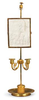 1275. A Russian Empire 1820/30's gilt broze and porcelain table lamp.
