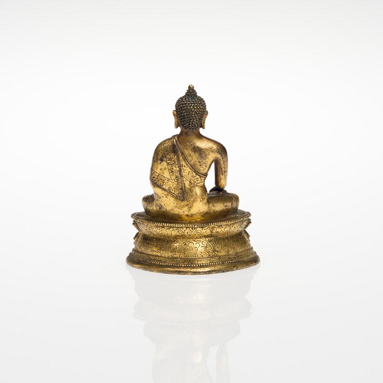 BUDDHA, polttokullattua messinkiä, 1800-luku.