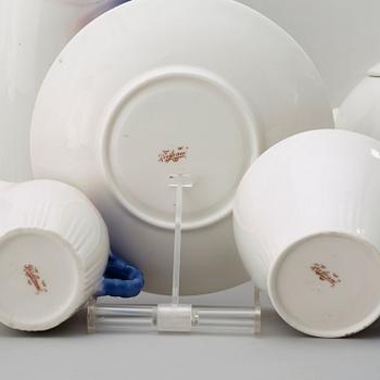 An Alf Wallander Art Nouveau 27 pcs 'Dragonfly' porcelain coffee and tea service, Rörstrand, Sweden.