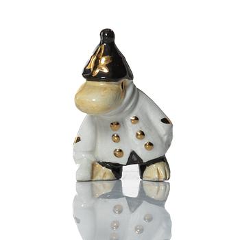 Leo Tykkyläinen, a ceramic Moomin figurine, 'The Police Inspector', Finland, 1950's.