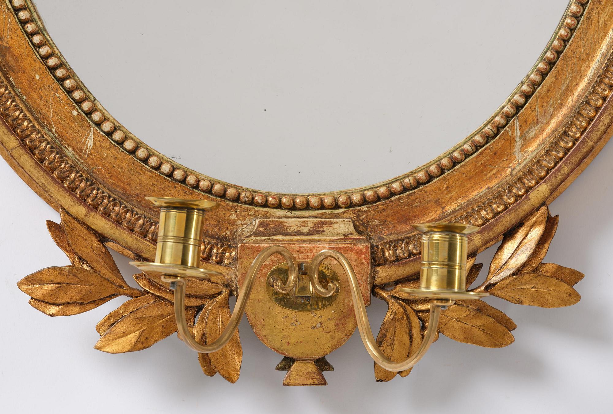 Spegellampett, för två ljus, Stockholmsarbete, sent 1700-tal, Gustaviansk.