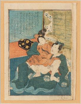 Unidentified artist, a woodblock shunga print, Japan.