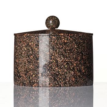An Empire 'Orrlok' porphyry tobacco jar, Älvdalen, Sweden, early 19th century.