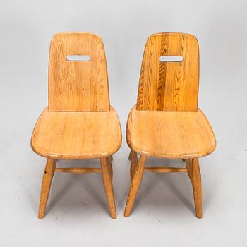 Eero Aarnio, pöytä ja tuoleja, 6 kpl, "Pirtti", Laukaan puu, 1900-luvun loppu.
