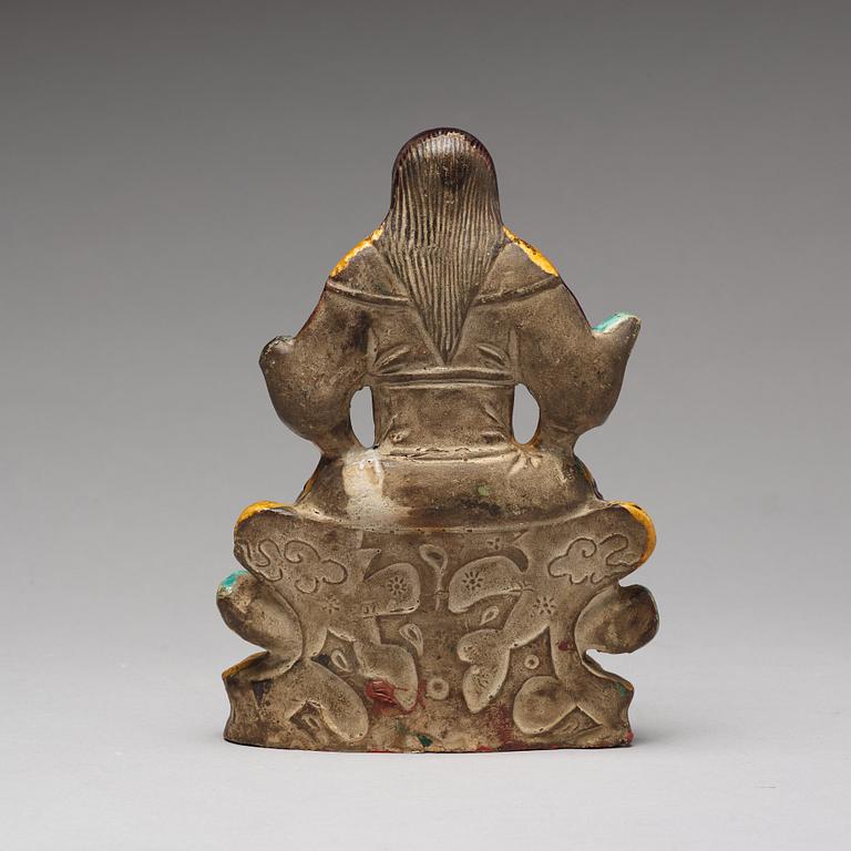 A ceramic figure of the warlord Guan Yu, Ming dynastin (1368-1644).