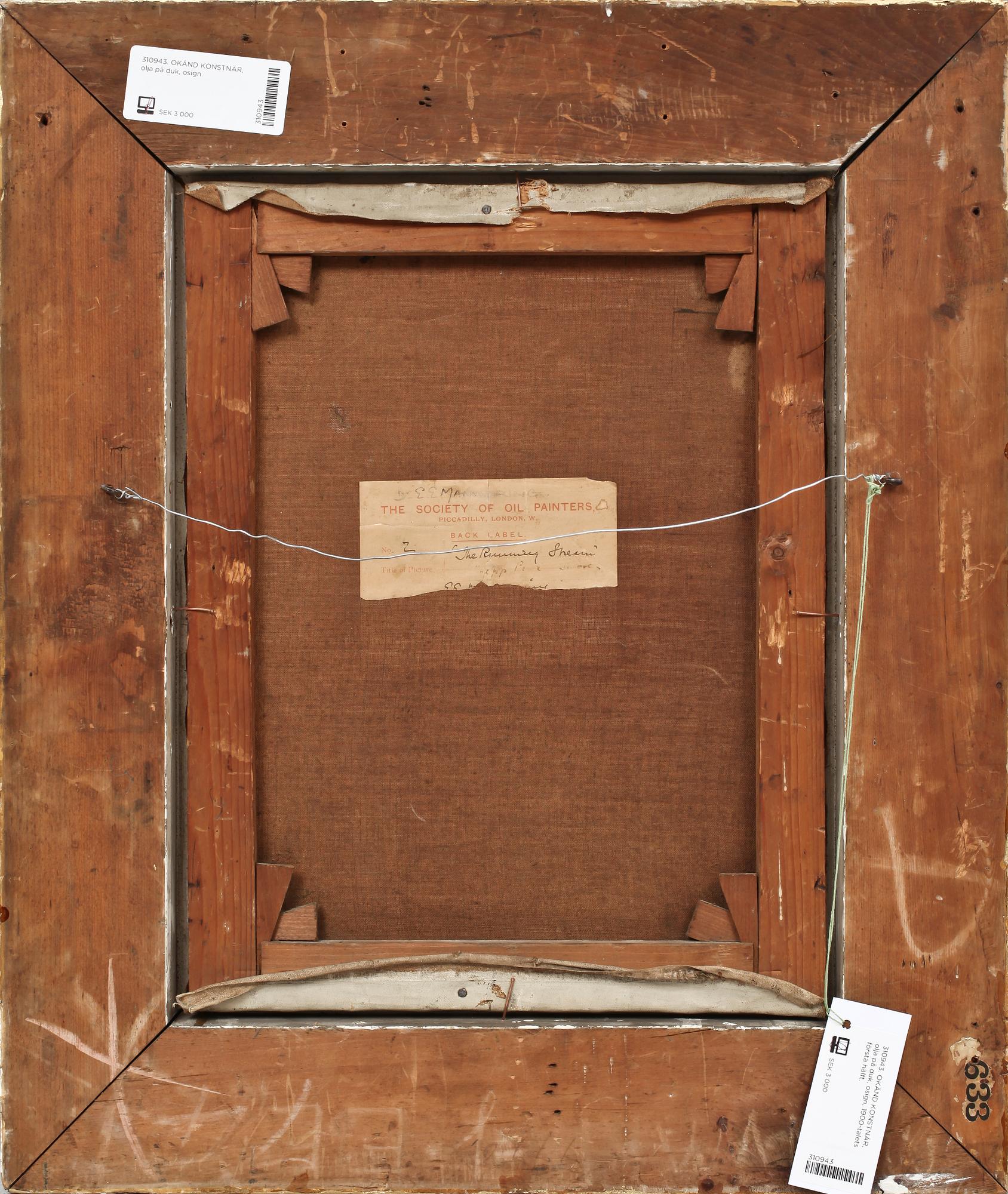 OKÄND KONSTNÄR, olja på duk, osign, 1900-talets första hälft.