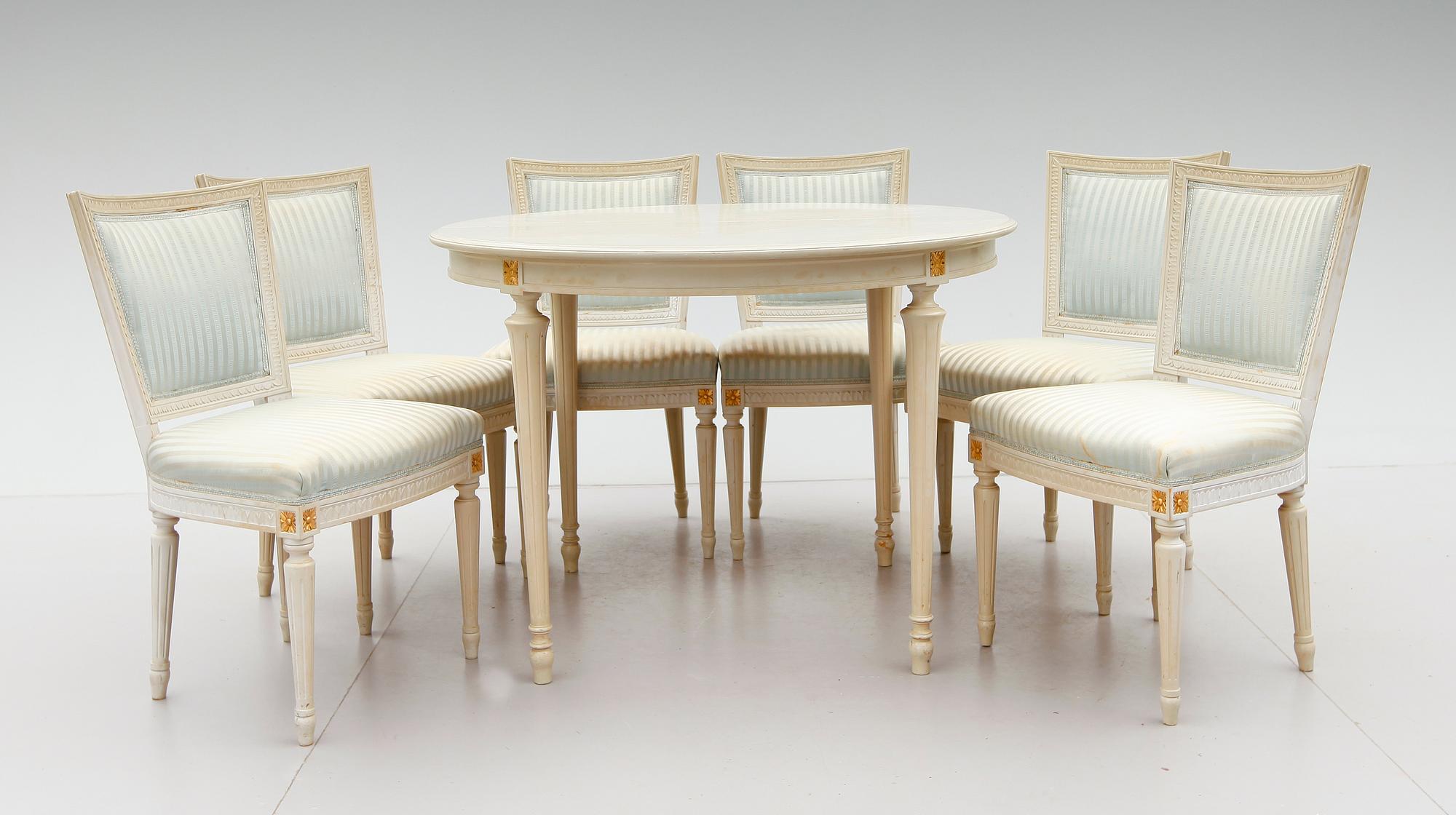 MATGRUPP, 7 delar, gustaviansk stil, 1900-talets mitt.