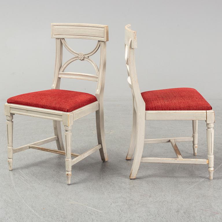 Eight late 20th century Gustavian style chairs.