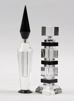 PARFYMFLAKONGER, 2 st, glas, sent 1900-tal.