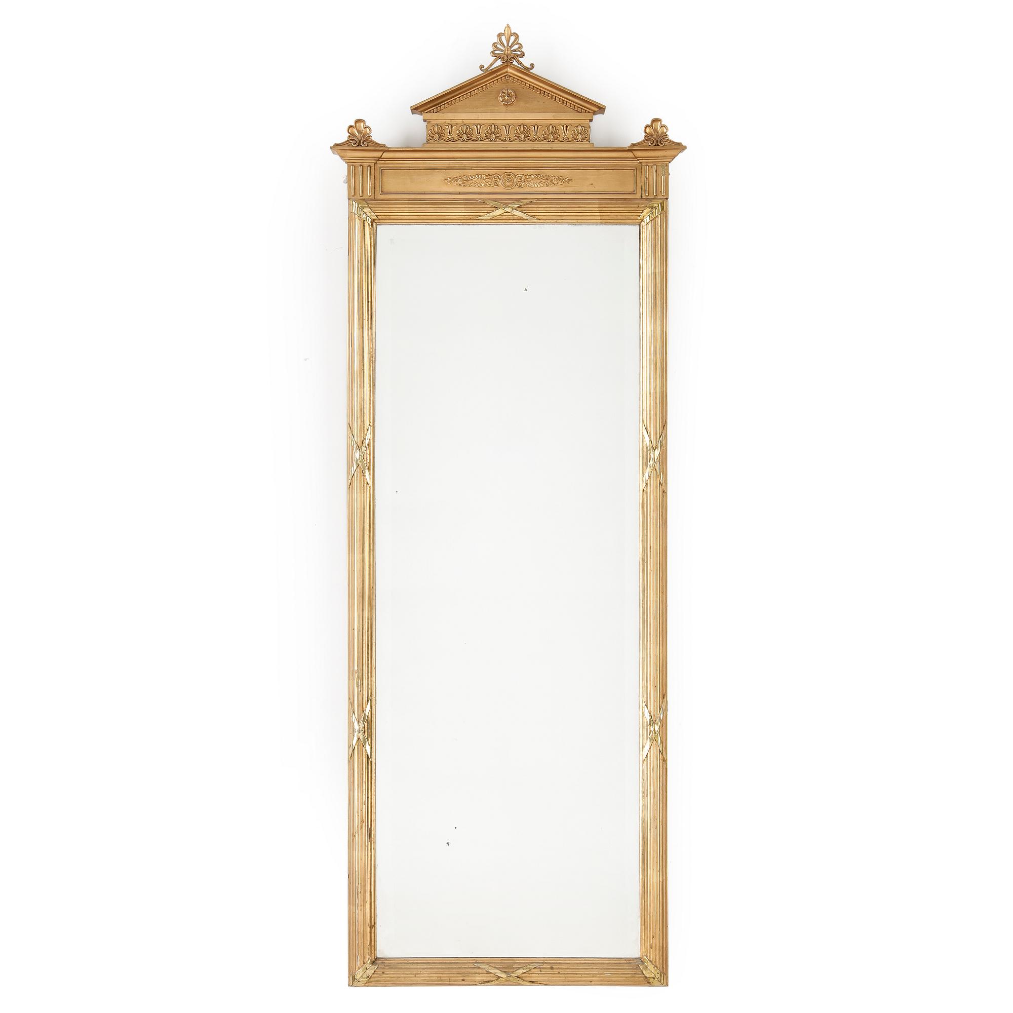 SPEGEL med VÄGGKONSOL, gustaviansk stil, 1900-tal, Danmark, konsoll med etikett A.W Mogensens efterträdare.