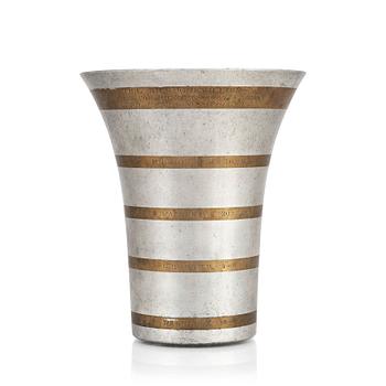 410. Estrid Ericson, a pewter vase with brass decor, Svenskt Tenn, Stockholm 1936.