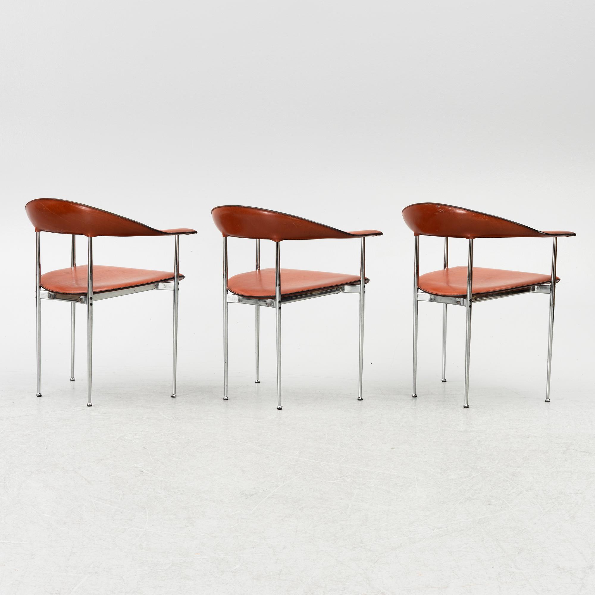 A set of three arm-chairs by G Vegni and G Gualterotti, 'P40', Fasem, 1980's.