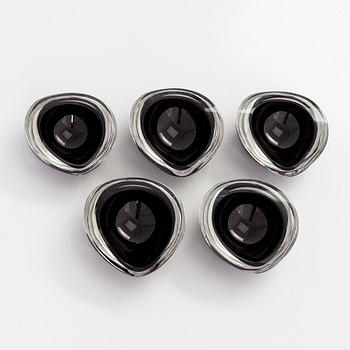 Kaj Franck, taidelasia, 5 kpl, "Kastanja", signeerattu K. Franck Nuutajärvi Notsjö -62.