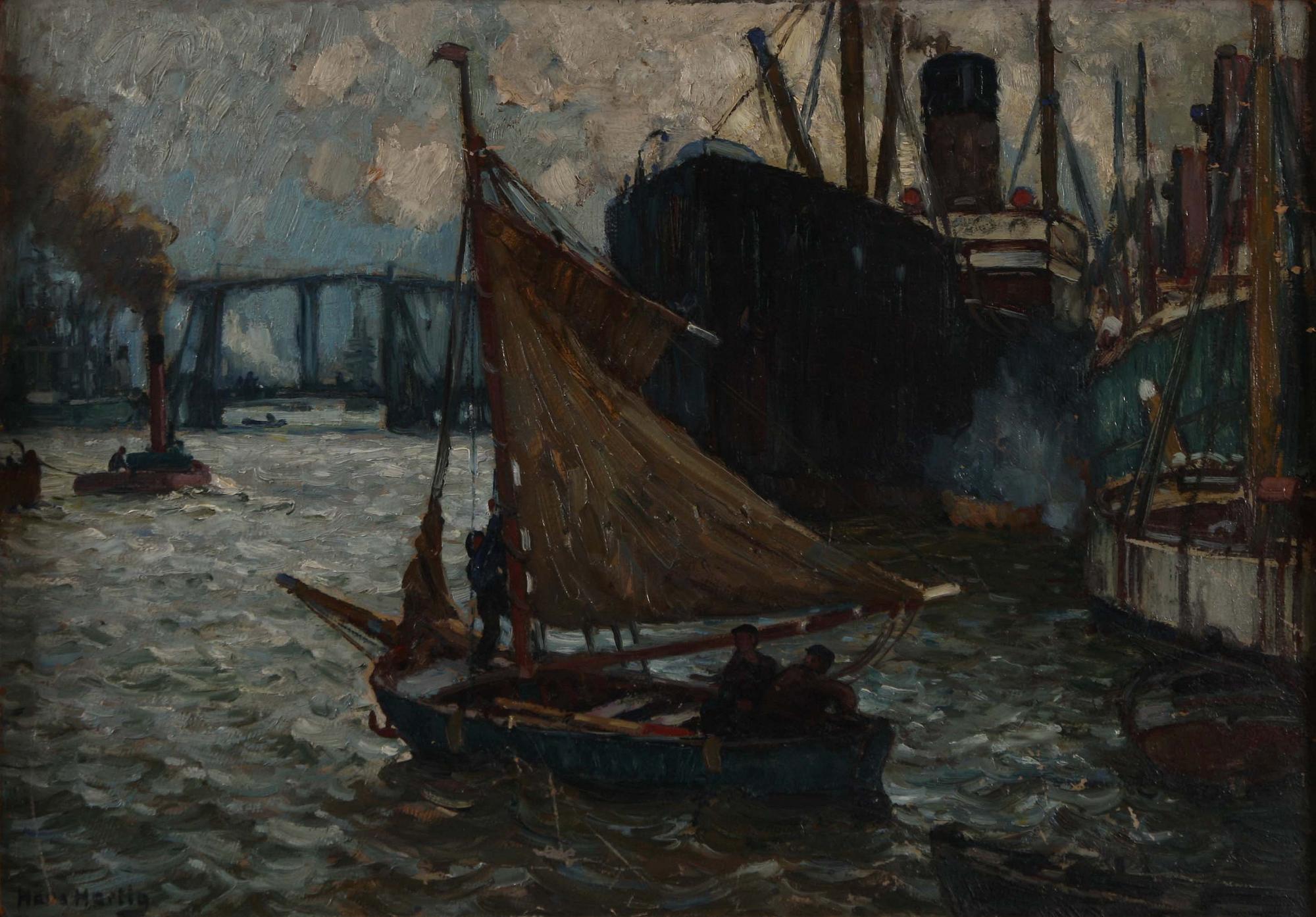 HANS HARTIG, olja på pannå, sign.