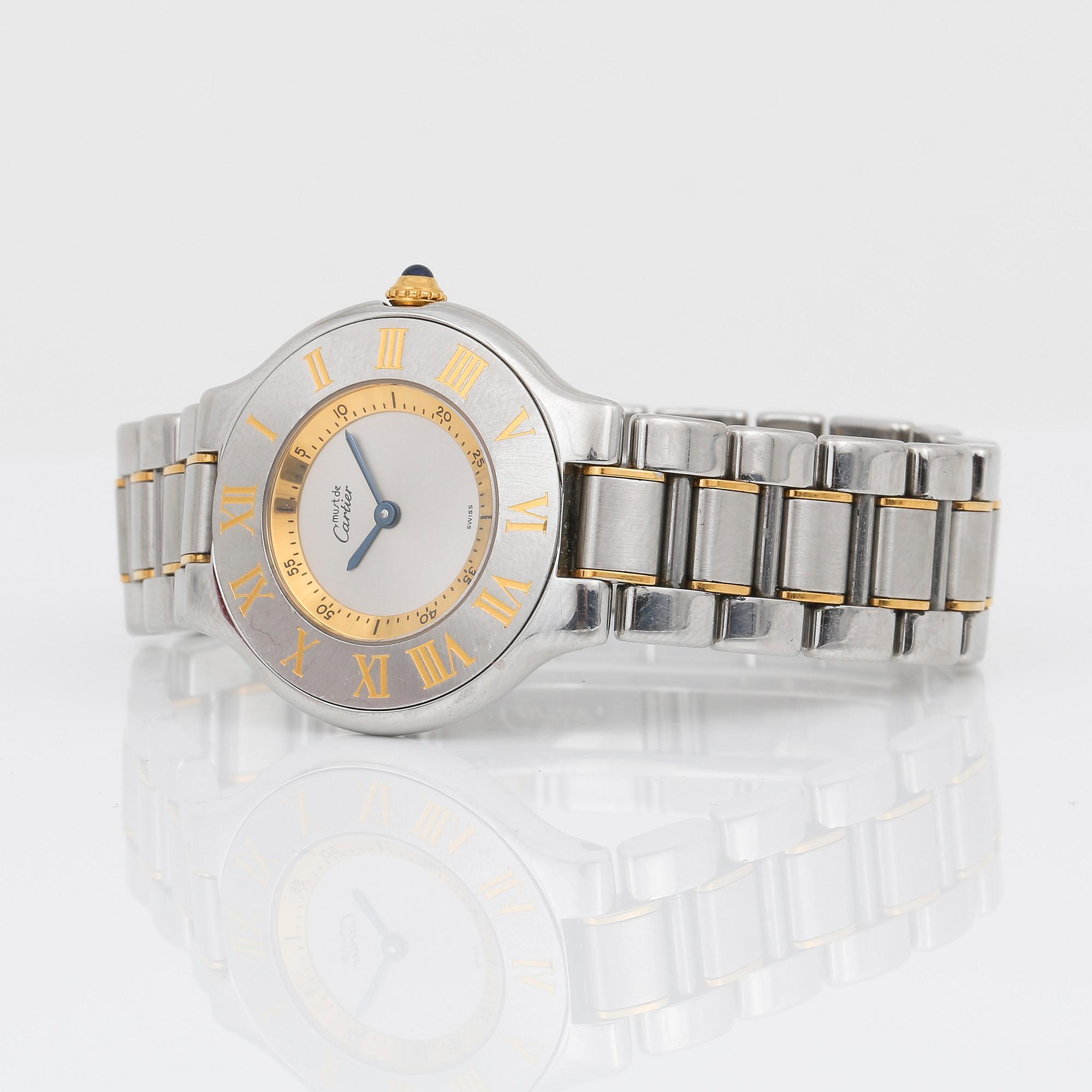 ARMBANDSUR, stål, Must de Cartier, Must 21, quartz, boettnummer 1330, PL 29083.