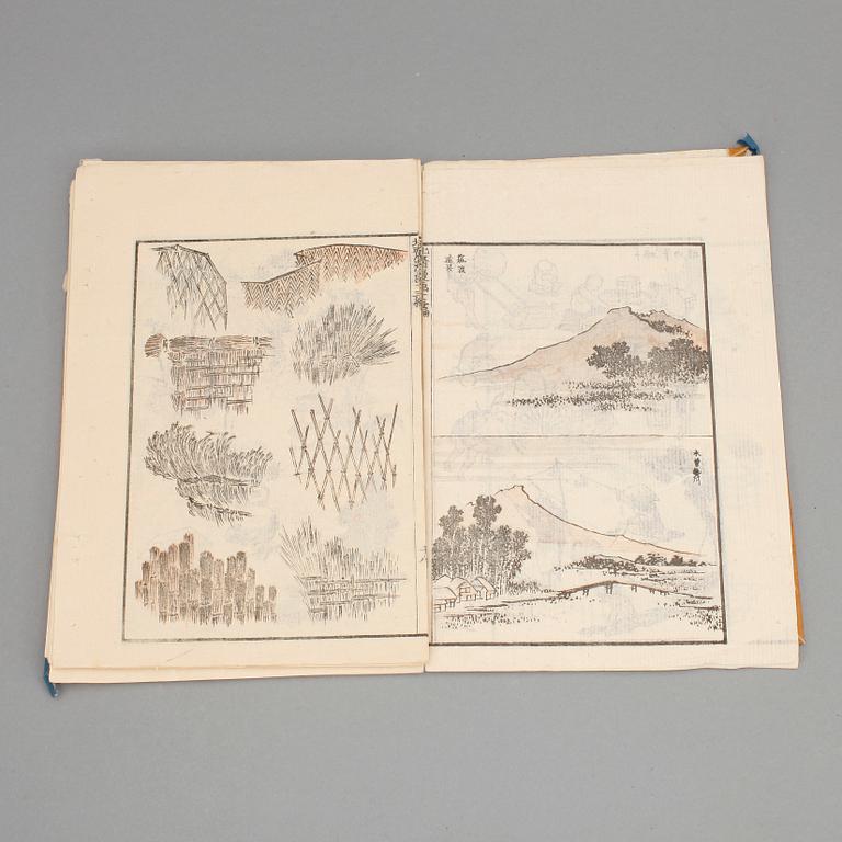 MANGABÖCKER (2), Japan, illustrerade med träsnitt, sent 1800-tal.