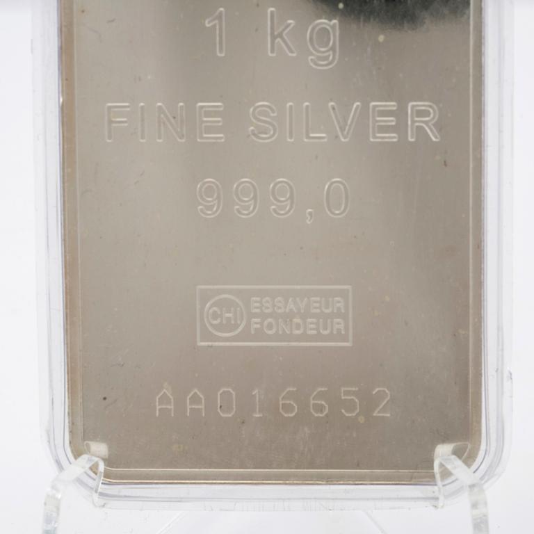 Silver bar 1kg 999 Valcambi Suisse.