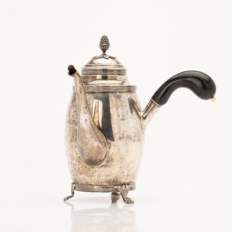 Anders Lundqvist, coffee pot, silver, Stockholm, 1821.