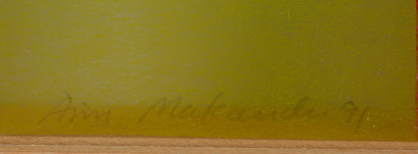 ANN MAKANDER, rispapper/plexiglas, sign och dat 91.