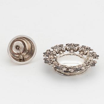 A silver table bell and a box, including Vienna 1830.