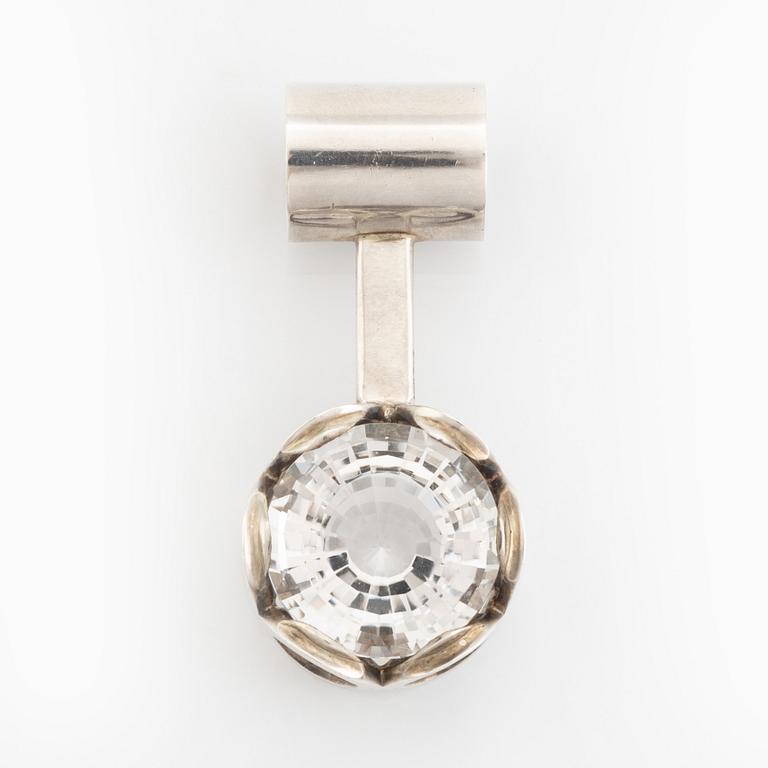 Karl-Ingemar Johansson, sterling silver and round faceted rock crystal pendant.