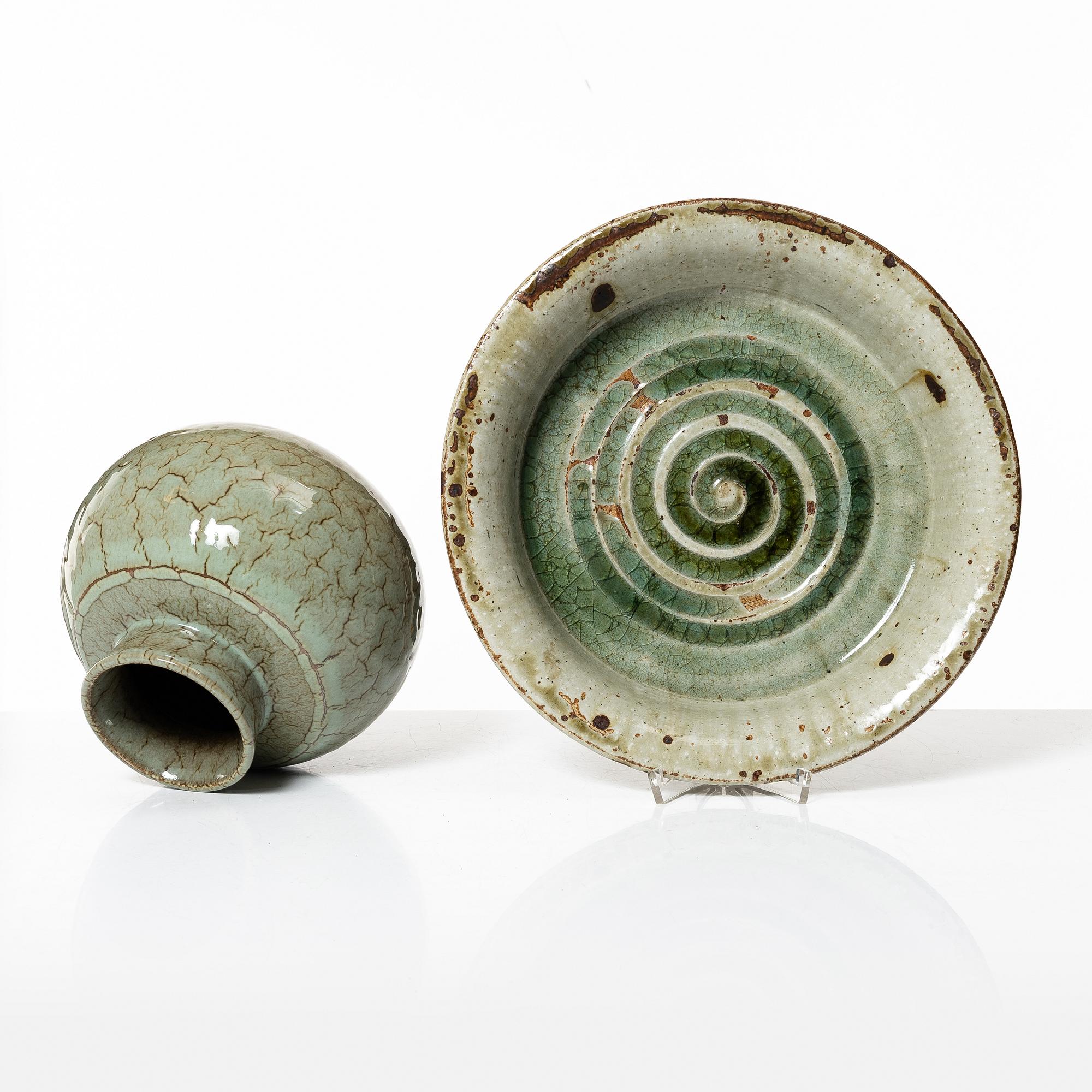Carl-Harry Stålhane, a stoneware vase and Marianne Westman, a bowl, Ateljé Rörstrand.