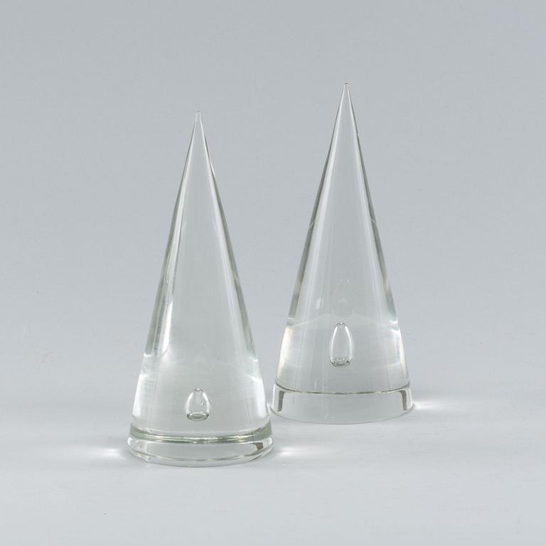 KONFORMADE GLASSKULPTURER, 2 st, glas, Cenedese 1970-tal.