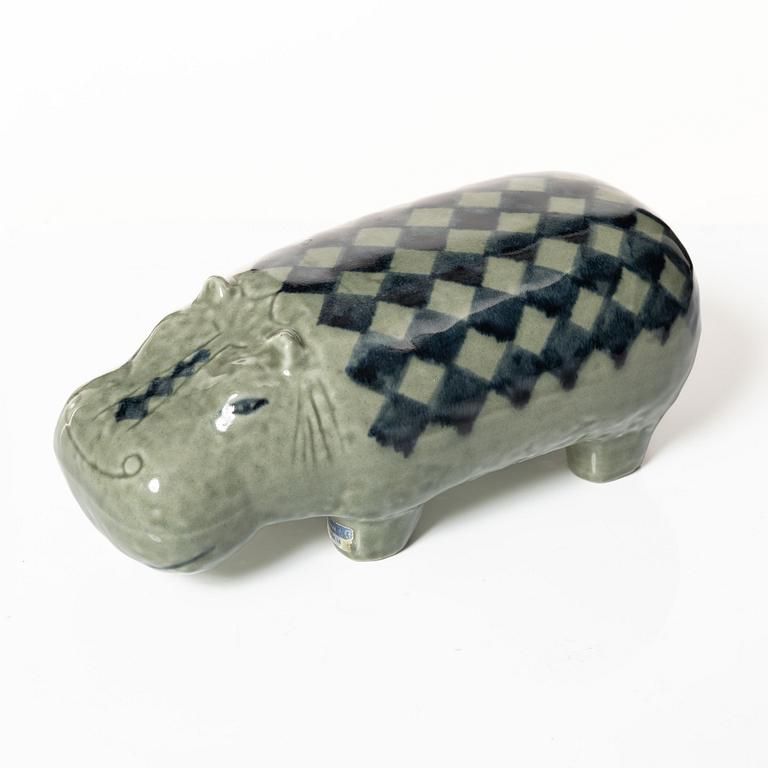 Lisa Larson, a stoneware figurine, 'Flodhäst' (Hippopotamus) from the series 'Stora zoo', Gustavsberg.