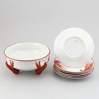A 7 pcs crayfish service designed by Alf Wallander, Rörstrand.