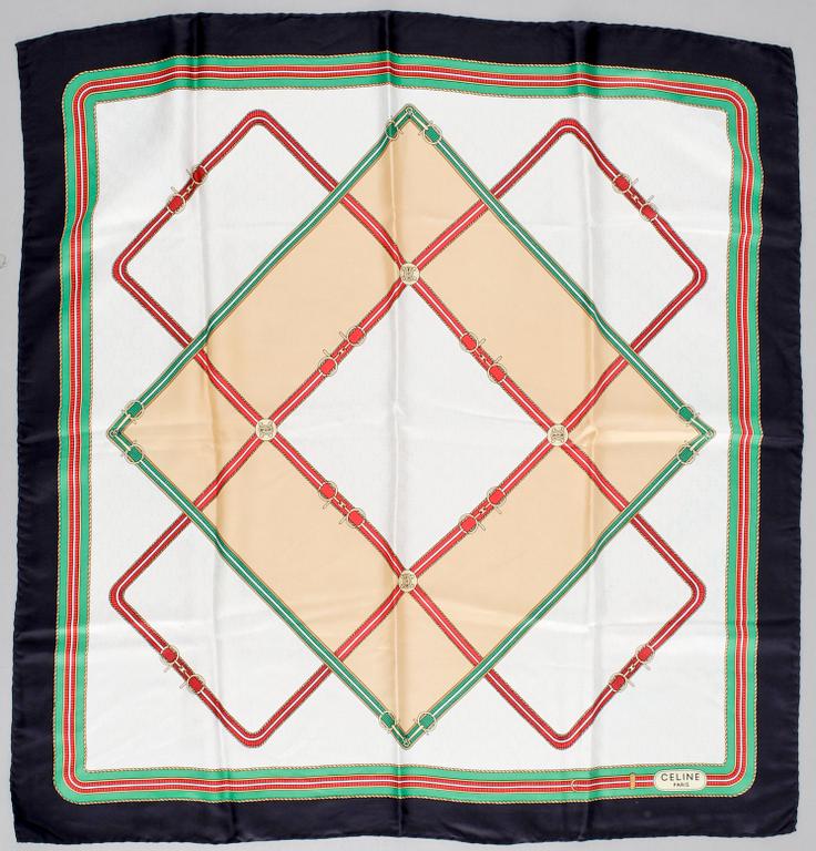 A pair of two silk scarfs by Celine.