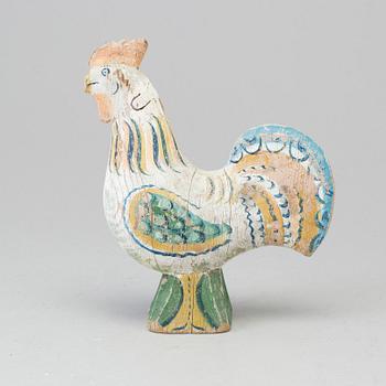 A painted wooden cockerel, 19th/20th century.