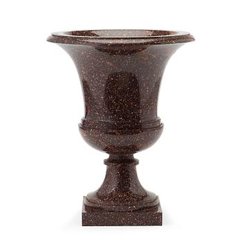 1299. A Swedish early 19th century porphyry urn.