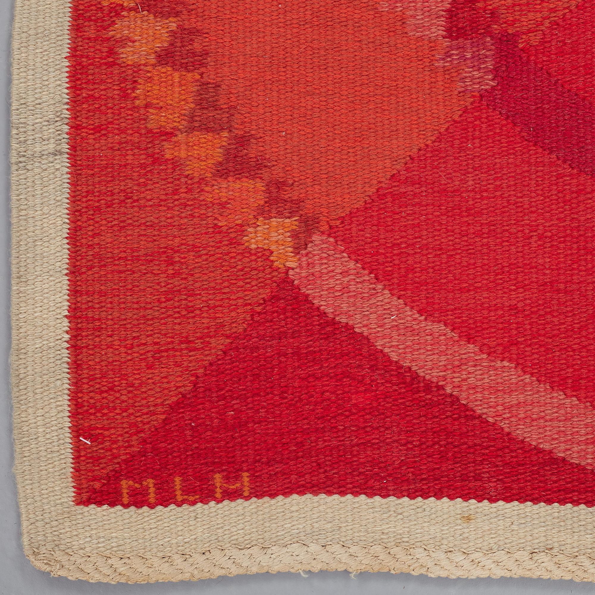 Ingrid Dessau, MATTO, flat weave, ca 212 x 202 cm, signed MLH ID (Malmöhus Läns Hemslöjd, Ingrid Dessau).