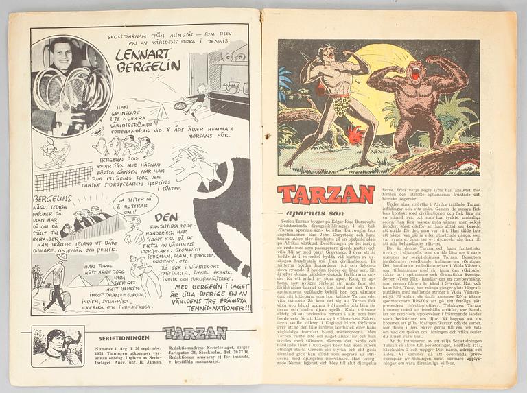 SERIETIDNINGAR, Tarzan nr 1,5,6, 1951.