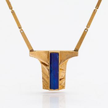 Björn Weckström, A 14K gold and lapis lazuli necklace "Torso". Lapponia 1999.