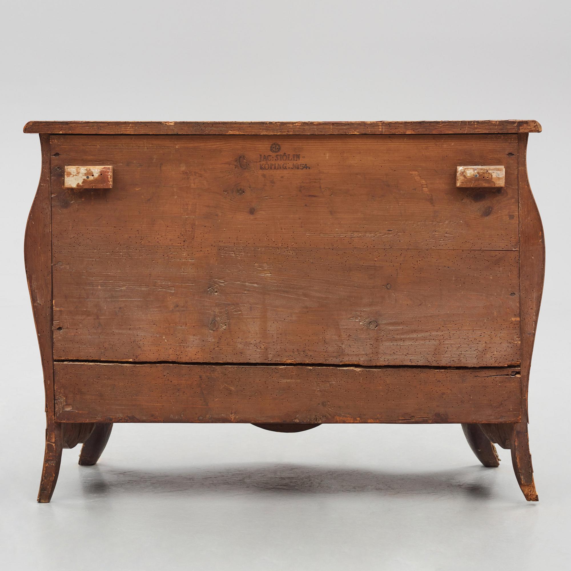 A burr-alder and gilt brass-mounted rococo commode by J. Sjölin (master 1767-1785).