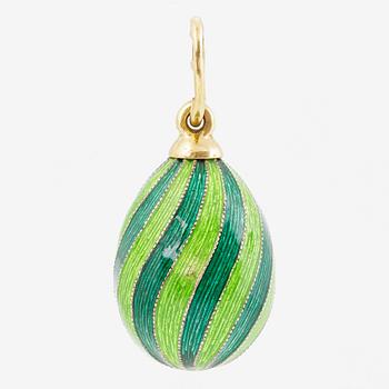 W.A. Bolin, pendant in the form of an egg, 18K gold and silver and enamel.