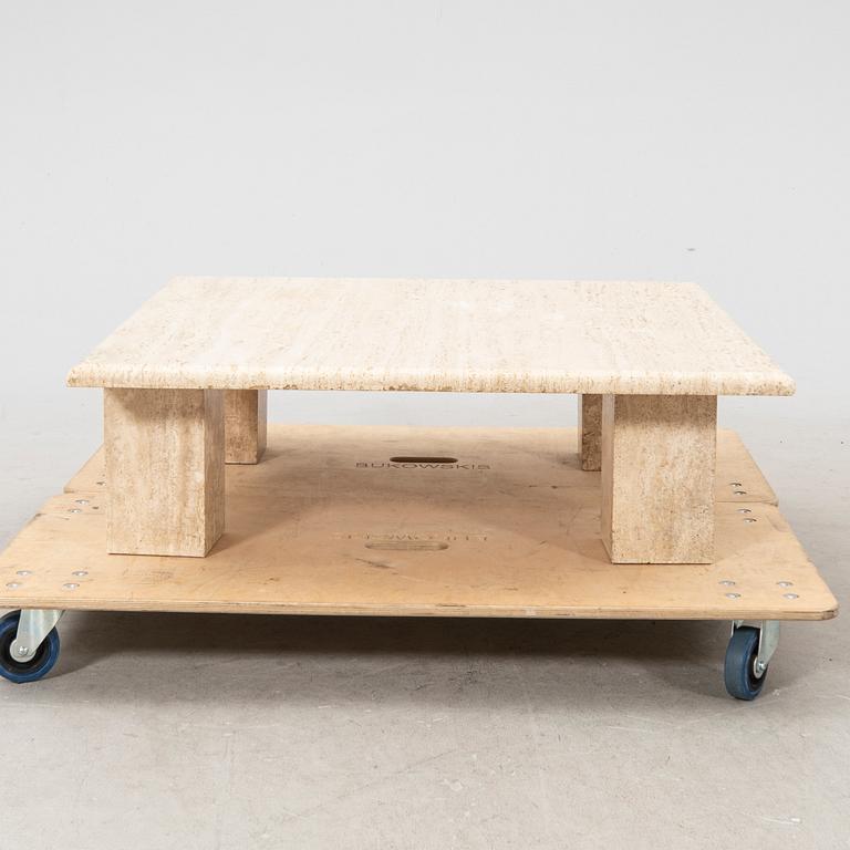 A late 20th century/21st century travertin coffee table.