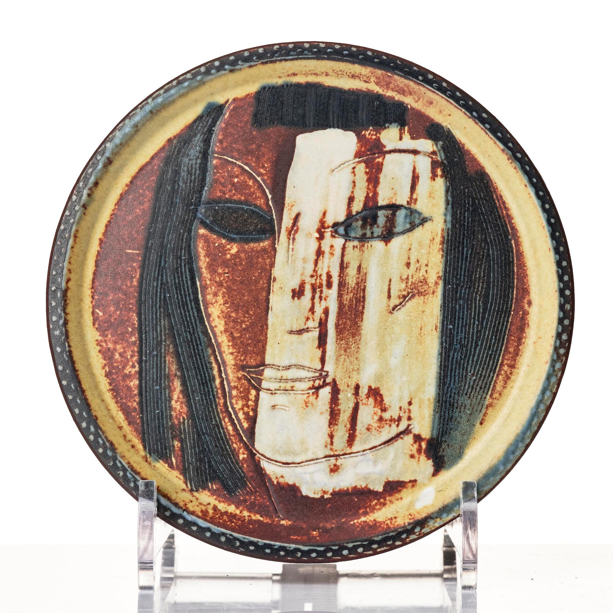 Wilhelm Kåge, a set of two Farsta stoneware dishes, Gustavsberg Studio, one dated 1949.