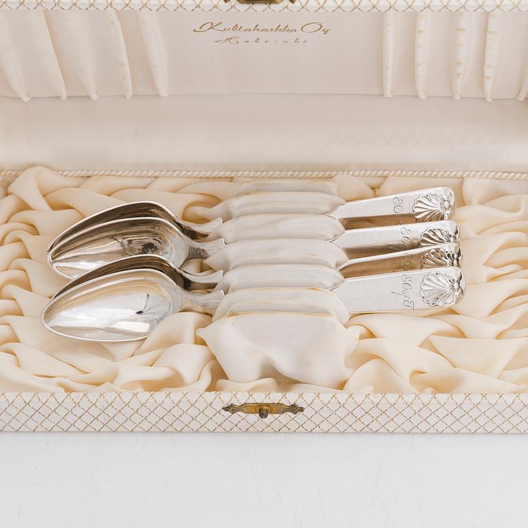 Fredrik Tiander, a 19-piece set of silver cutlery, Lovisa Finland 1838, engraved EG af F for Edvard Gustaf af Forselles.