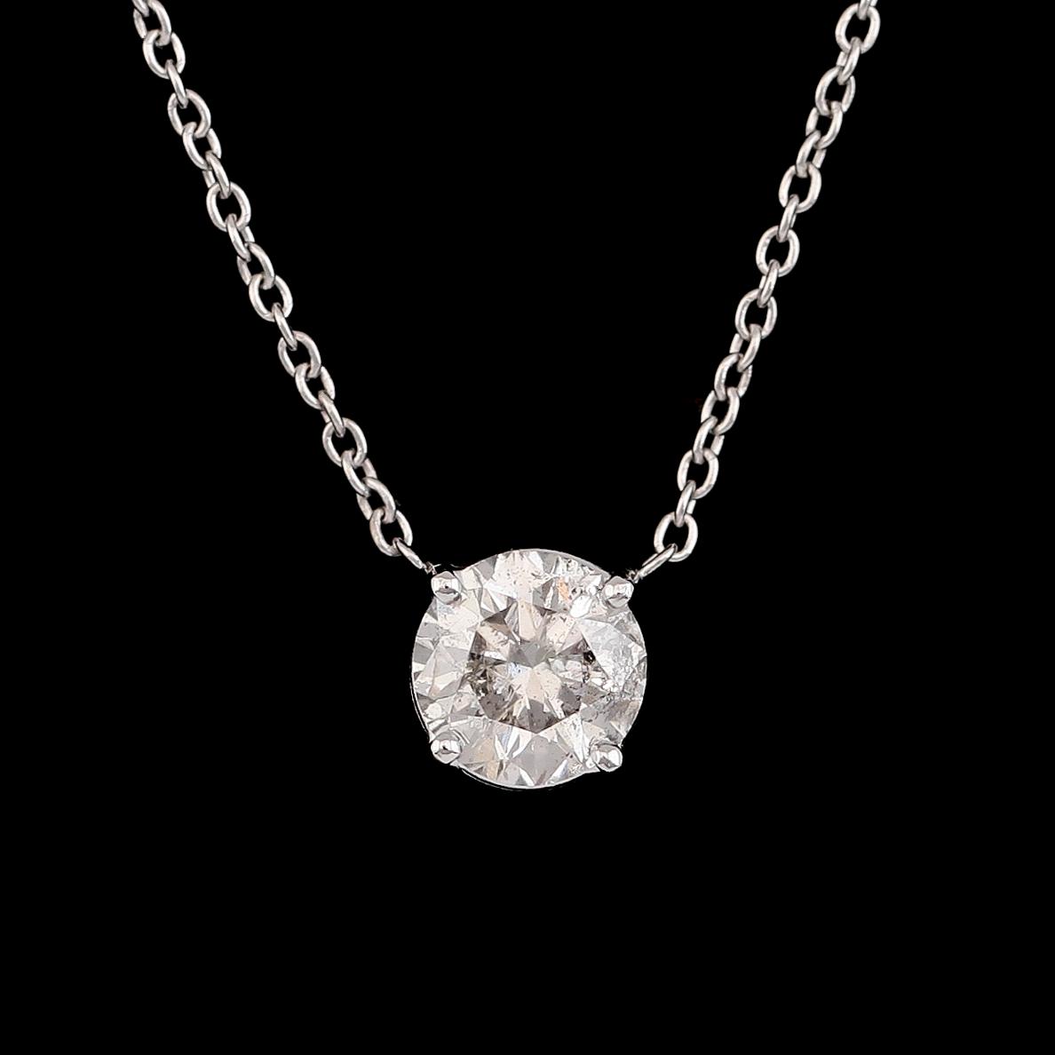 HÄNGE MED KEDJA, 18K vitguld, solitär briljantslipad diamant ca 1.02 ct.