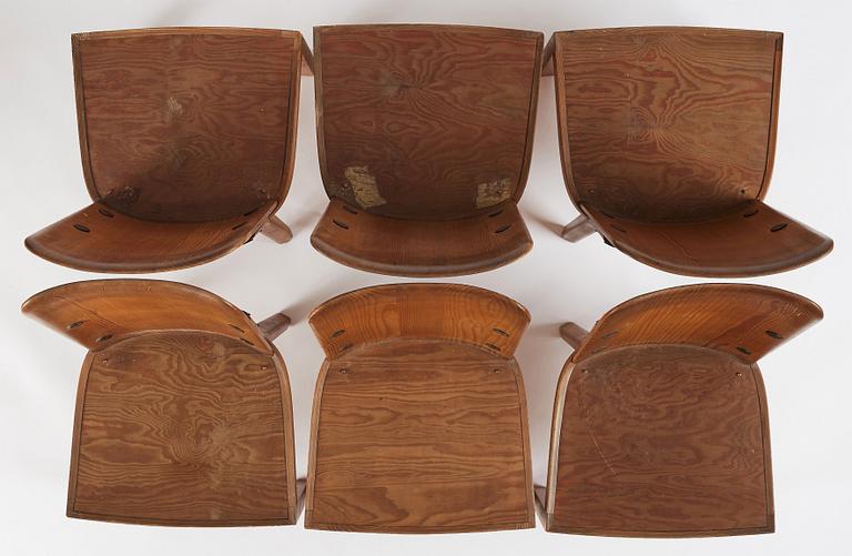 Axel Einar Hjorth, a set of six 'Lovö' chairs, Nordiska Kompaniet, Sweden 1930s.