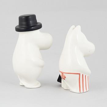 Tuulikki Pietilä, two figurines, Moominmama and Moominpappa, Arabia, Finland, 1990-97.