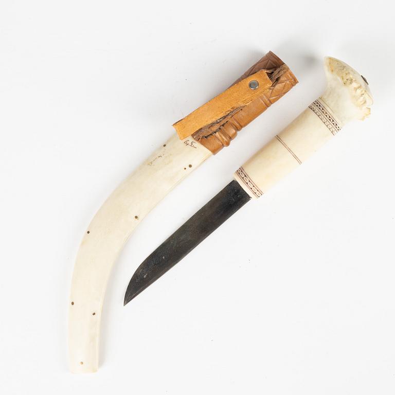 A reindeer horn knife by Carl Grahn, signed.